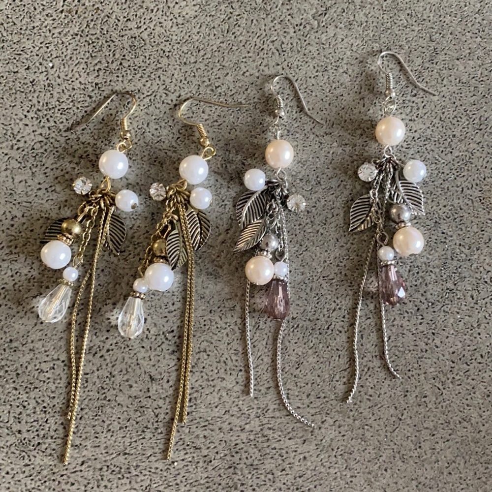 Costume jewelry dangle earrings - two pair